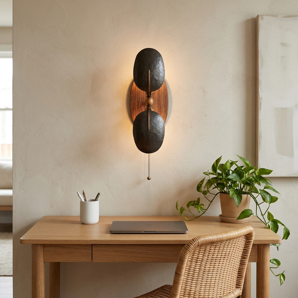 Eventail Wall Sconce in Black &amp; Walnut, design studio office in Denver
