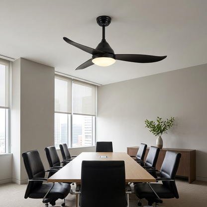 Alize Ceiling Fan Light in Black in an Atlanta office conference room