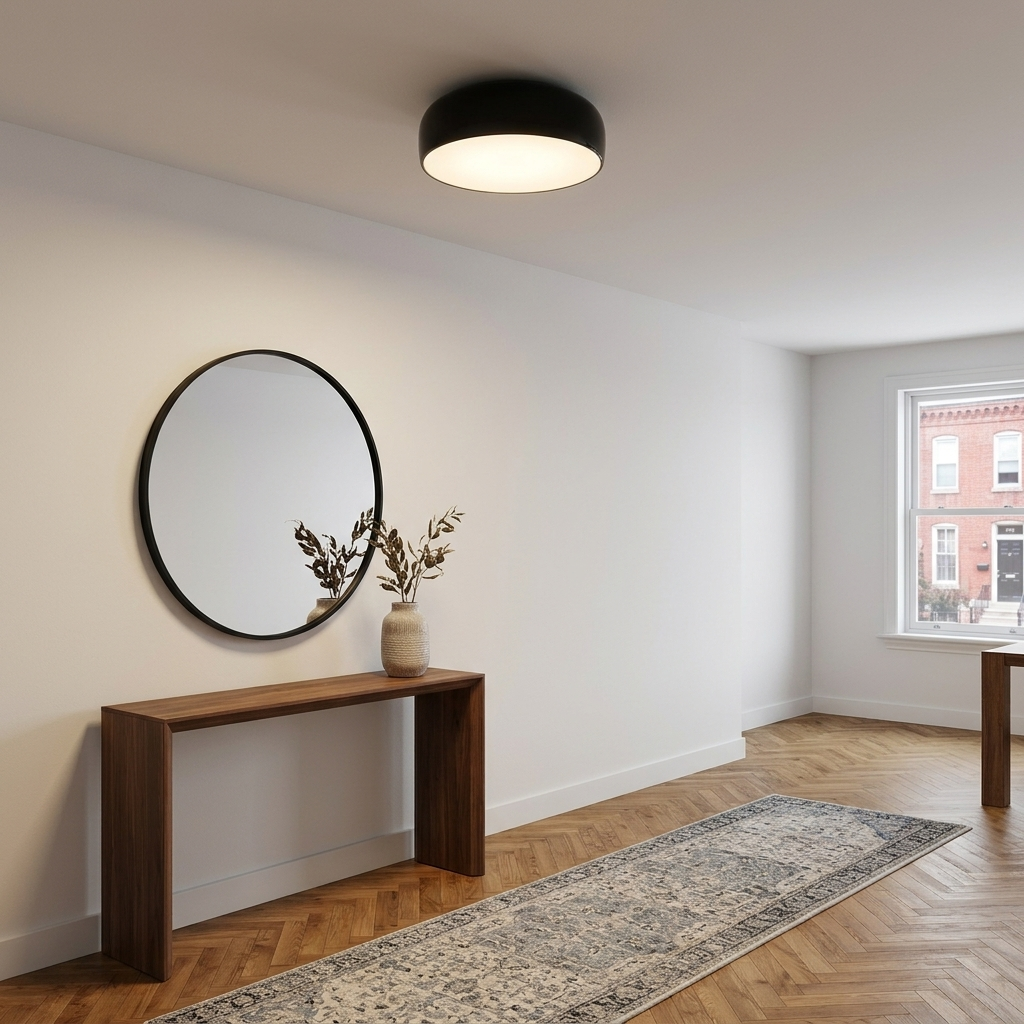 Corvina dome ceiling light in Black in an apartment entryway