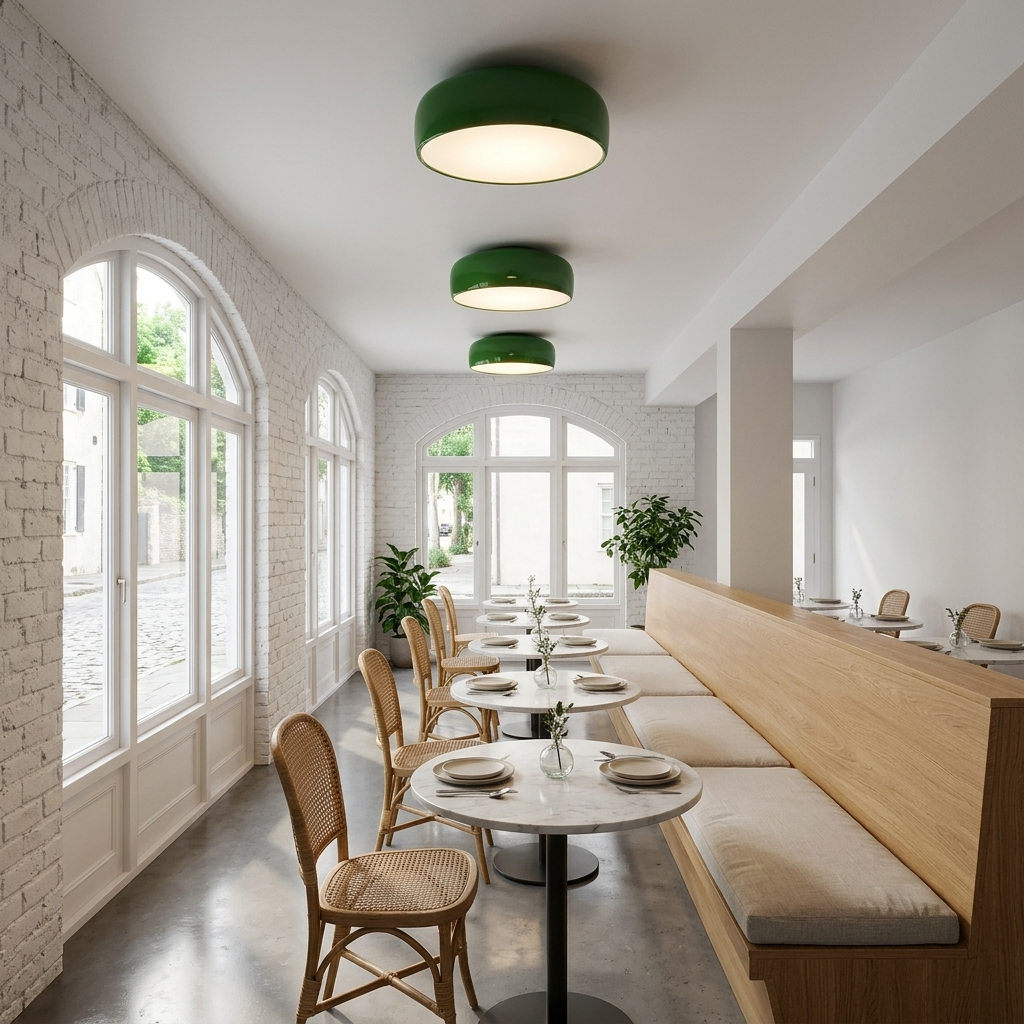 Corvina dome ceiling lights in Green in a restaurant dining room