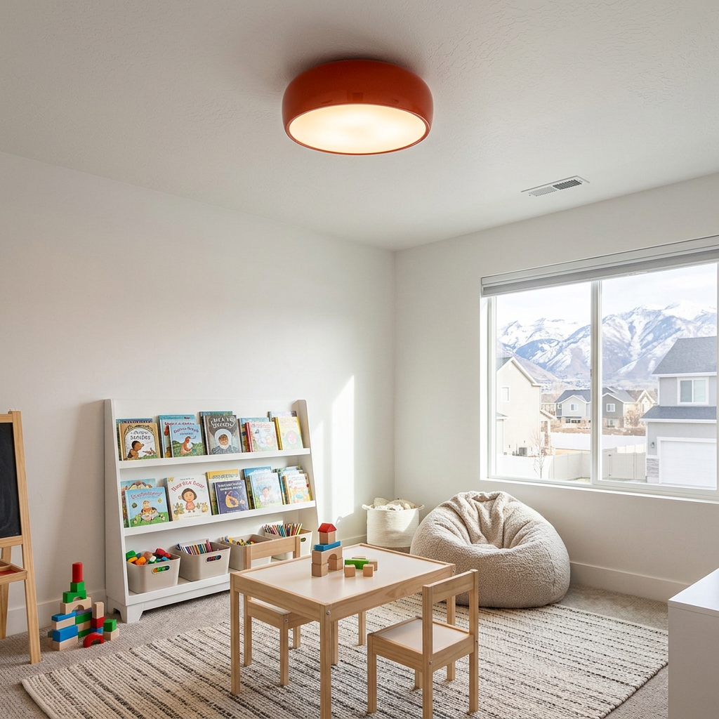 Corvina dome ceiling light in Red in a suburban playroom
