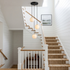 Amadine 3-light alabaster sphere cluster chandelier in a farmhouse stairwell