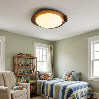 Zenaide Walnut Grain Low Profile LED Ceiling Light Model B in a child&