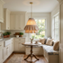 Xaviere Pleated Linen Fabric Pendant Light 14.6″ in a breakfast nook