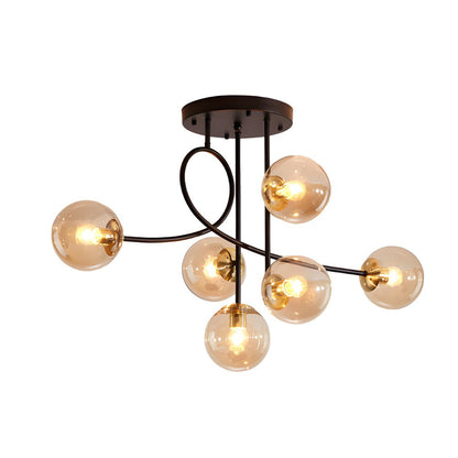 Lenore Glass Globe Semi Flush Chandelier
