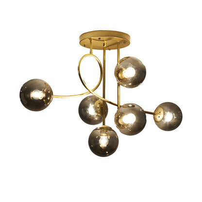 Lenore Glass Globe Semi Flush Chandelier