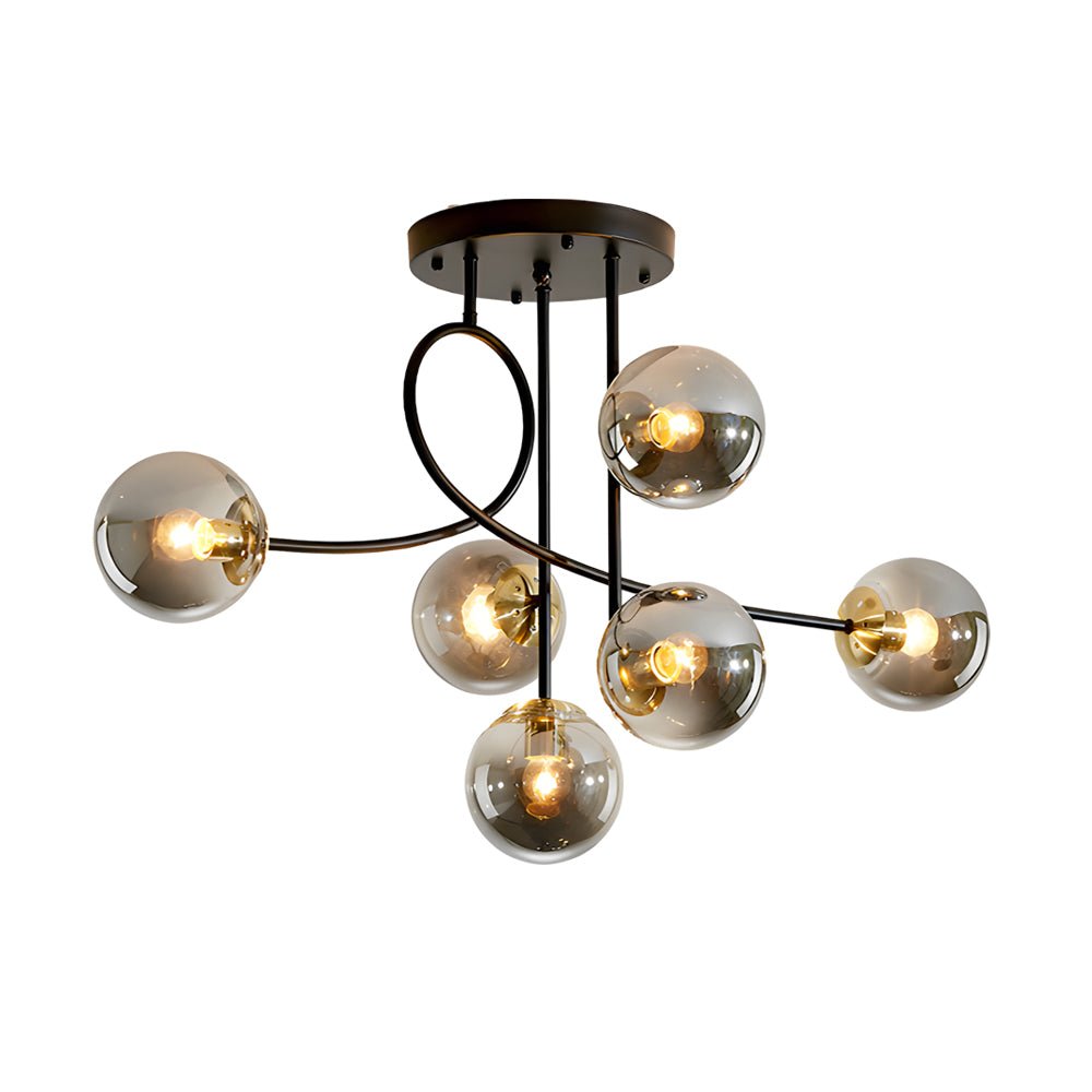 Lenore Glass Globe Semi Flush Chandelier