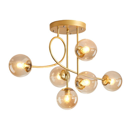 Lenore Glass Globe Semi Flush Chandelier