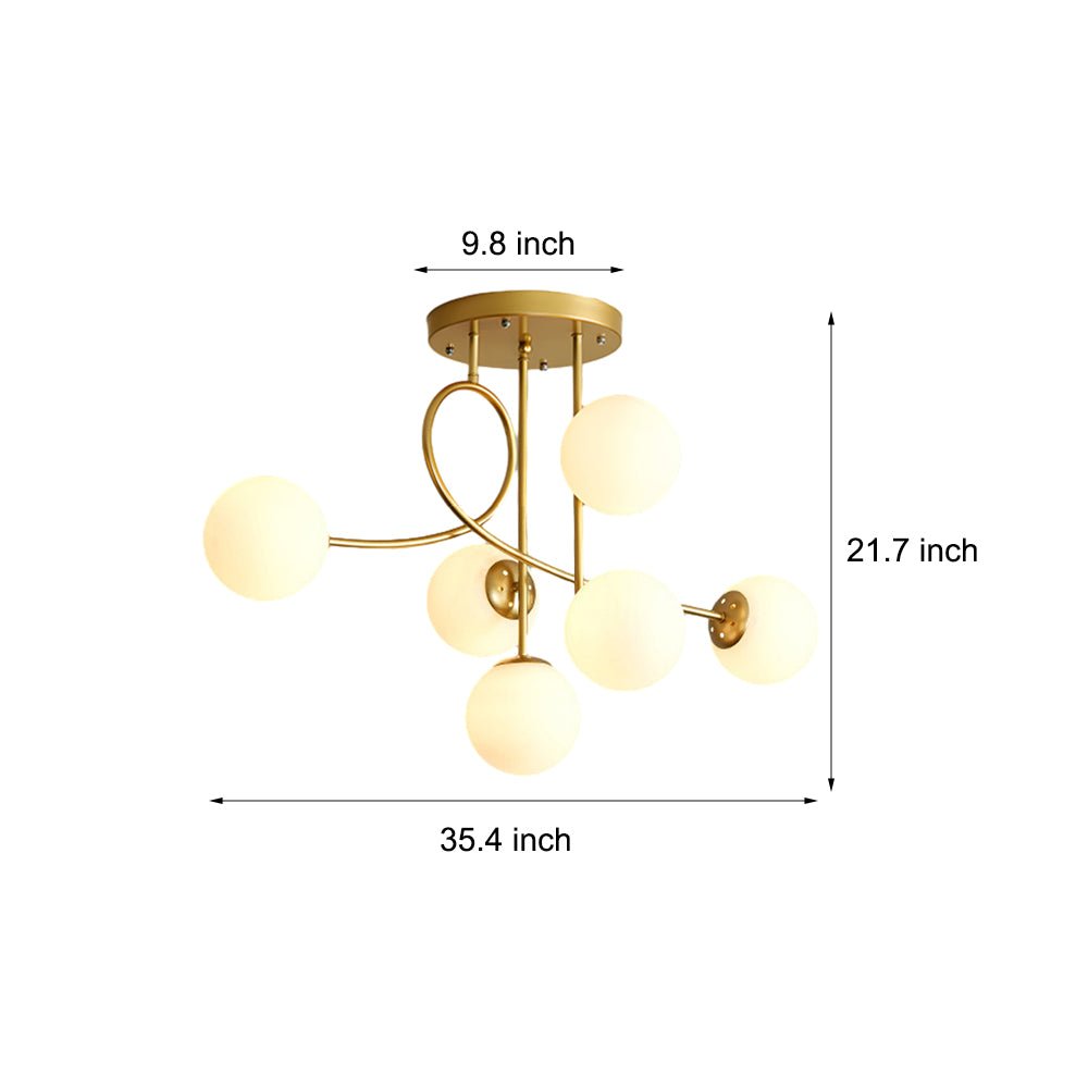 Lenore Glass Globe Semi Flush Chandelier