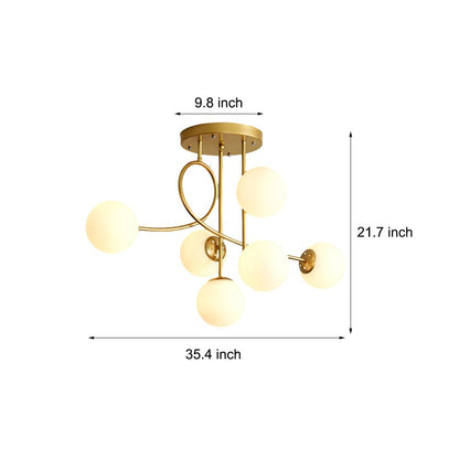 Lenore Glass Globe Semi Flush Chandelier