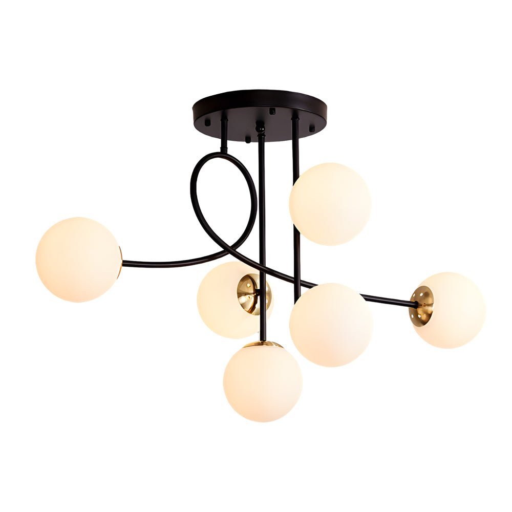 Lenore Glass Globe Semi Flush Chandelier
