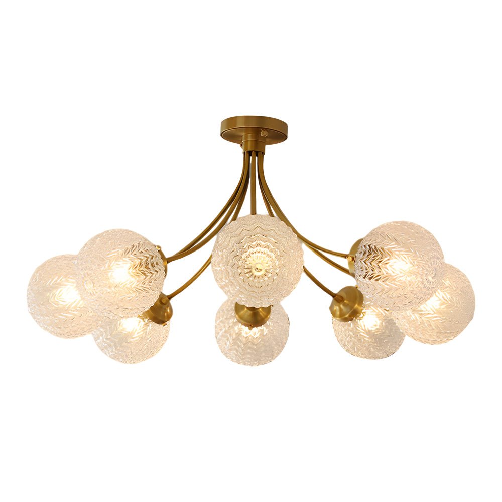 Verriere Carved Glass Brass Ceiling Light