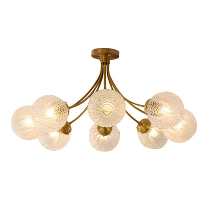 Verriere Carved Glass Brass Ceiling Light