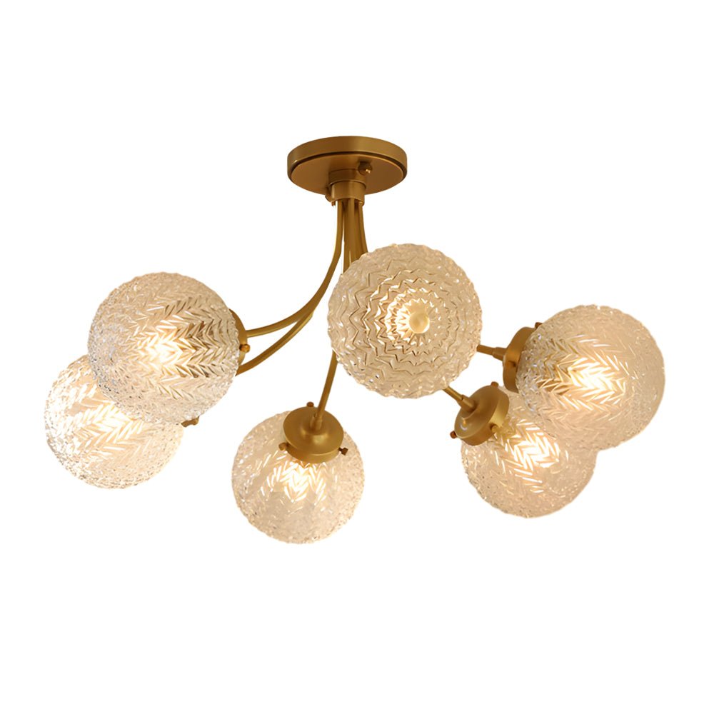 Verriere Carved Glass Brass Ceiling Light