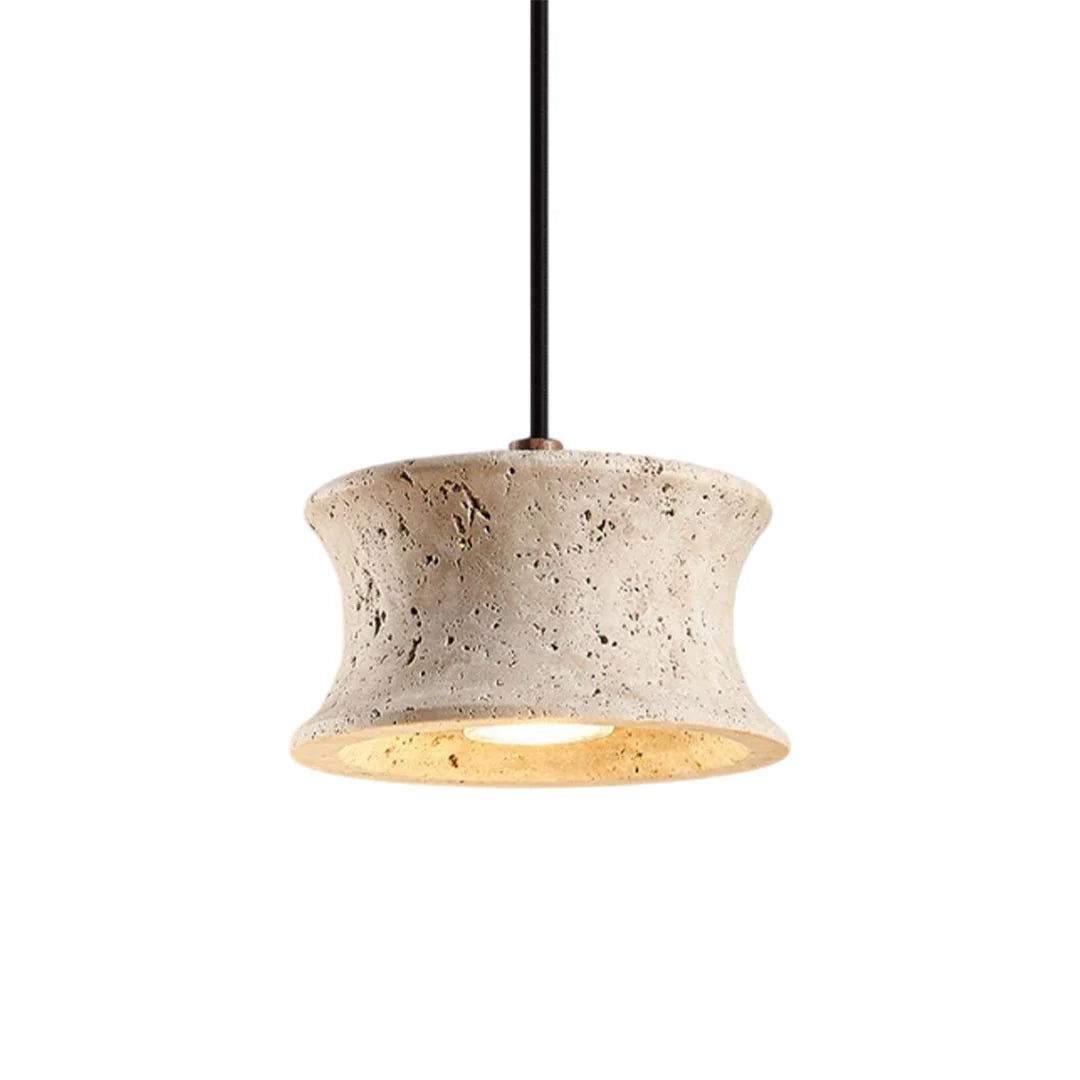 Elias Travertine Drum Pendant