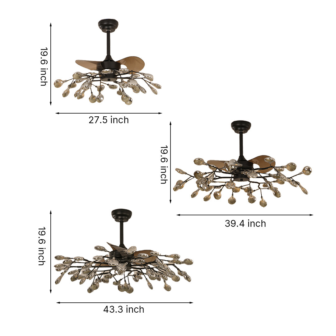 Belisa Amber Glass Ceiling Fan with Light