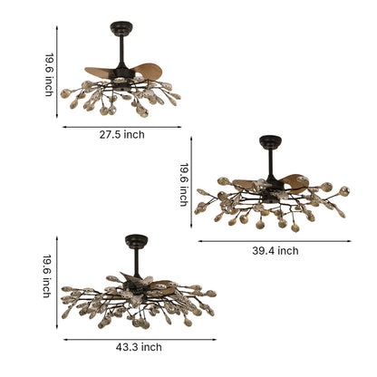 Belisa Amber Glass Ceiling Fan with Light
