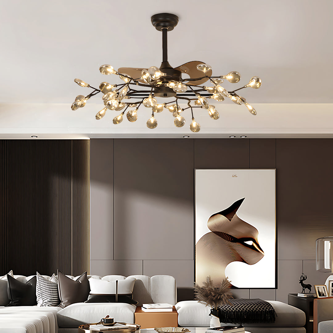 Belisa Amber Glass Ceiling Fan with Light