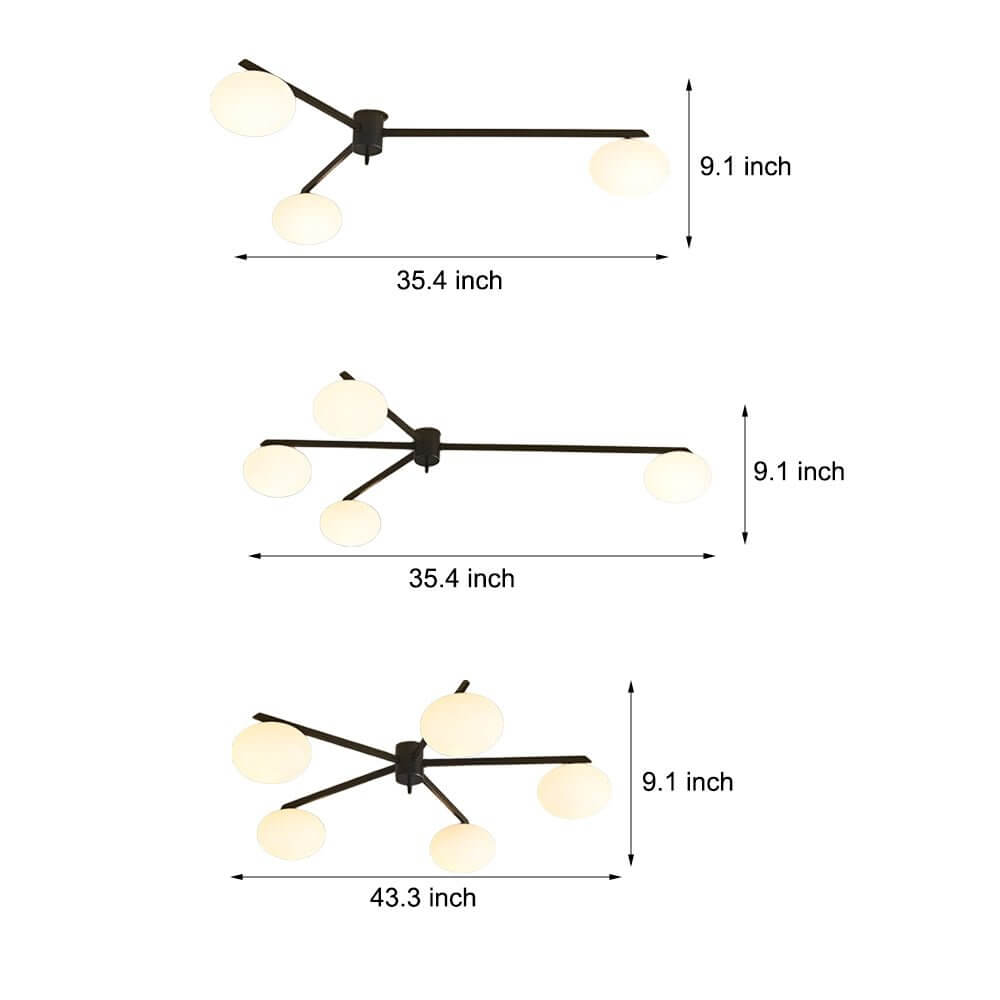 Brume Glass Bubble Semi Flush Ceiling Light