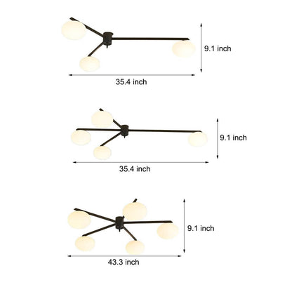 Brume Glass Bubble Semi Flush Ceiling Light